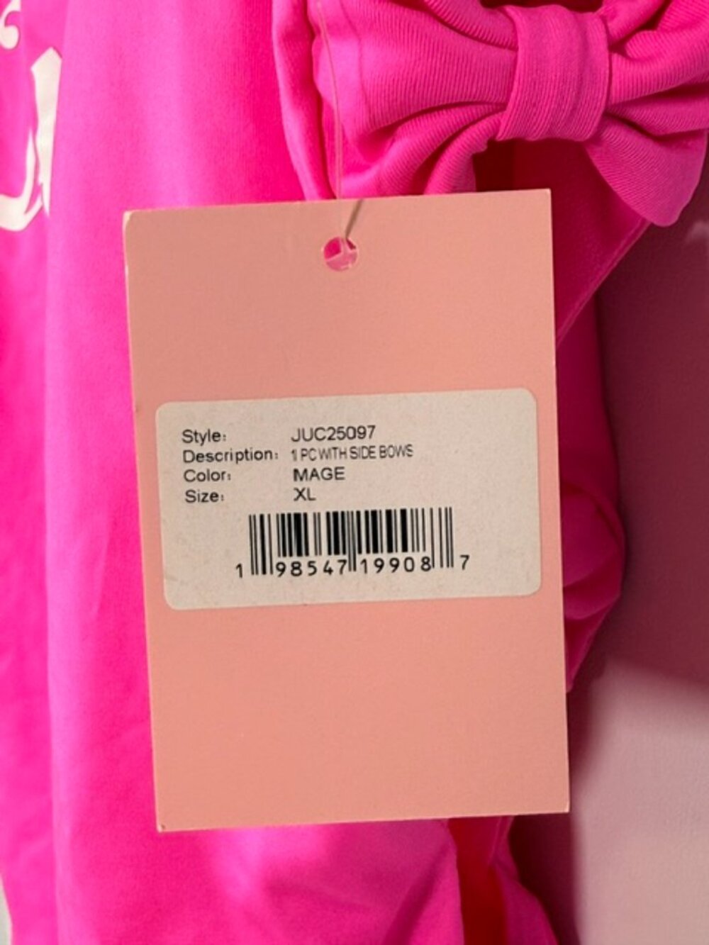 NWT Juicy Couture Y2K One Piece Bathing Suit Cut Out Sides with Bows Pink XL - Picture 7 of 10